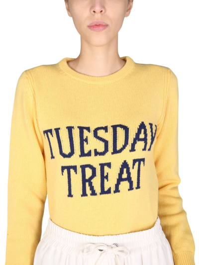 Shop Alberta Ferretti "tuesday Treat" Sweater In Yellow