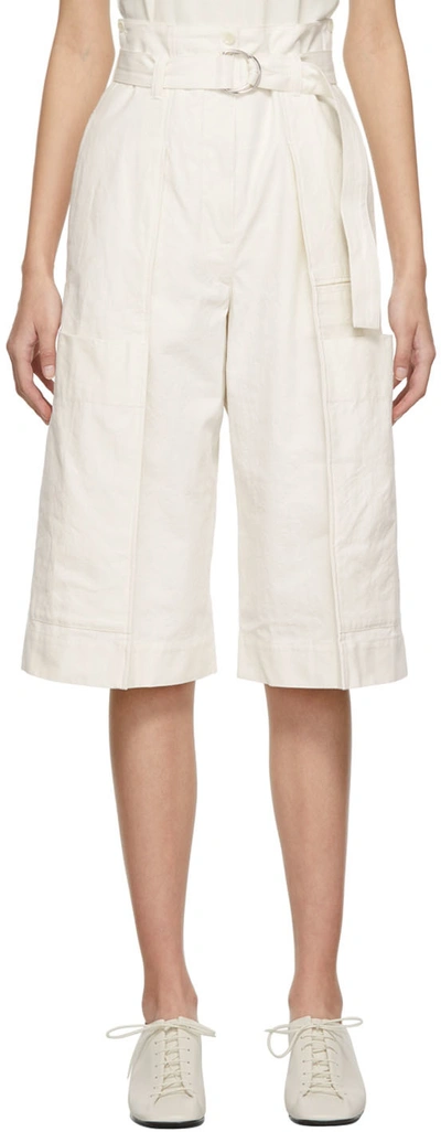 Shop Lemaire Off-white Cargo Shorts In 001 Chalk
