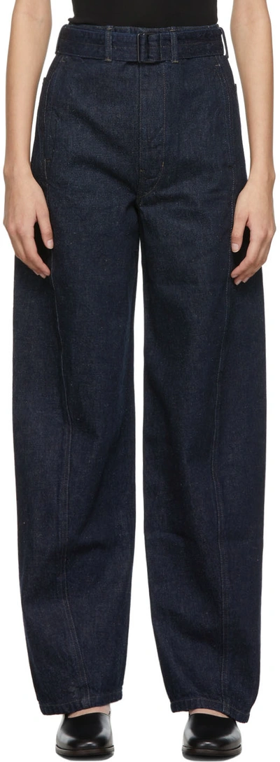 Lemaire Indigo Twisted Belted Jeans In 760 Denim Indigo | ModeSens