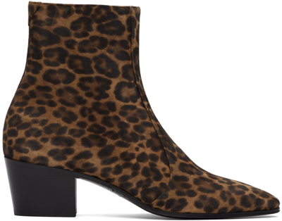 Shop Saint Laurent Brown & Tan Suede Leopard Vassili Chelsea Boots In 2198 Manto Naturale