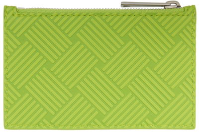 Shop Bottega Veneta Green Zipped Card Holder In 3560-kiwi-silver