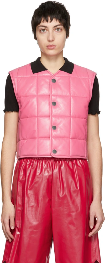 Shop Bottega Veneta Pink Quilted Vest In 5004 Bubble Gum