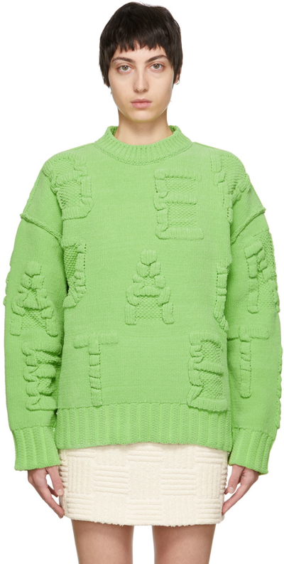 Bottega Veneta Alphabet Jacquard Chenille Sweater In 3048 Caterpillar