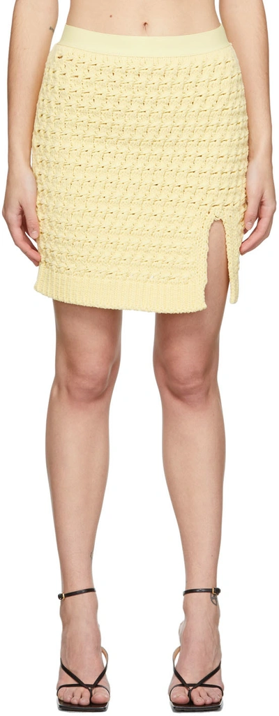 Shop Bottega Veneta Yellow Chenille Miniskirt In 7700 Zest Washed