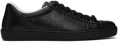 Shop Gucci Black Gg Ace Sneakers In 1000 Black/black/bla