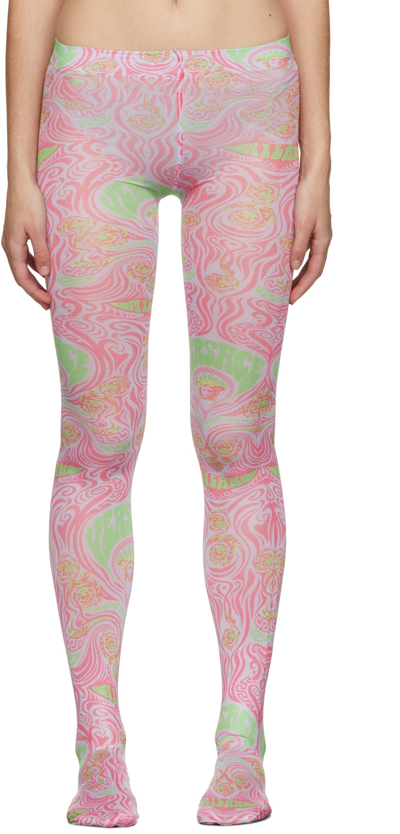 Shop Versace Multicolor Medusa Music Tights In 5p230 Candy+coral