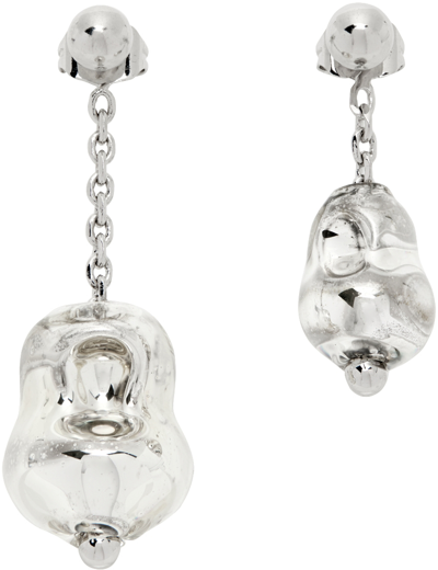 Shop Lemaire Silver Pearl Asymmetric Earrings In 927 Silver