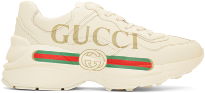 Shop Gucci Off-white Vintage Logo Rhyton Sneakers In 9522 Ivoire