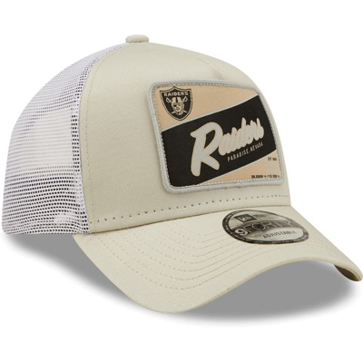 Shop New Era Khaki/white Las Vegas Raiders Happy Camper A-frame Trucker 9forty Snapback Hat