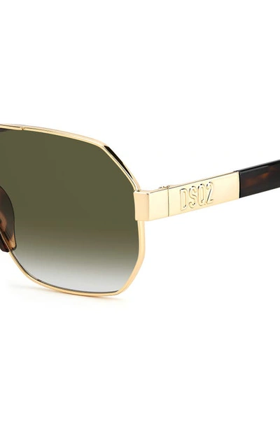 Shop Dsquared2 63mm Aviator Sunglasses In Gold Havana / Green Shaded