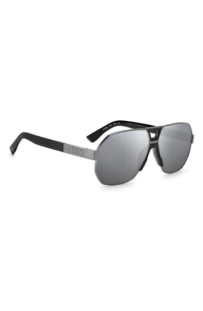 Shop Dsquared2 63mm Aviator Sunglasses In Dark Ruth Black / Silver