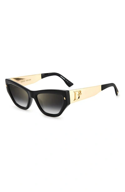 Shop Dsquared2 54mm Cat Eye Sunglasses In Gold Black / Gray