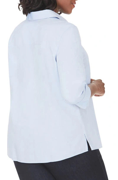 Foxcroft 'taylor' Three-quarter Sleeve Non-iron Cotton Shirt In Blue Wave
