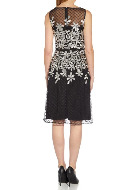 Shop Adrianna Papell Embroidered Fit & Flare Cocktail Dress In Black/ Ivory