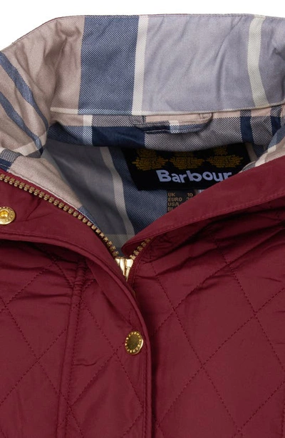 Shop Barbour 'millfire' Hooded Quilted Jacket In Garnet/ Oatmeal Tartan
