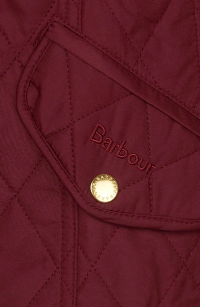 Shop Barbour 'millfire' Hooded Quilted Jacket In Garnet/ Oatmeal Tartan