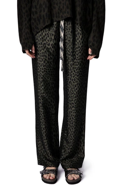 Zadig & Voltaire Pomy Leopard Jacquard Pull-on Pants In Kaki | ModeSens