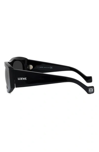 Shop Loewe 54mm Oval Sunglasses In Shiny Black / Smoke