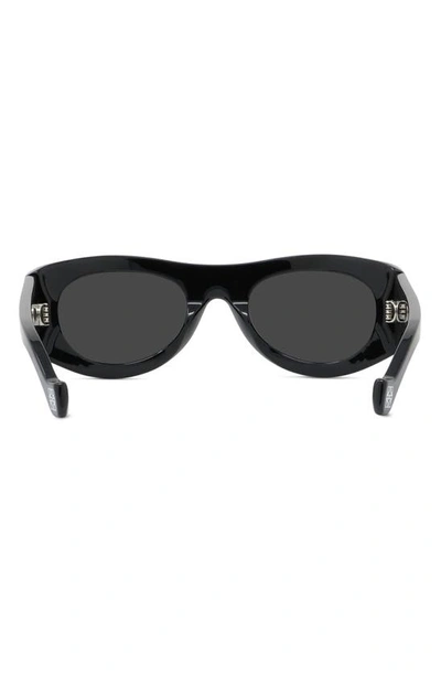 Shop Loewe 54mm Oval Sunglasses In Shiny Black / Smoke