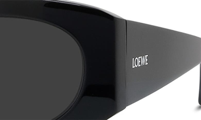 Shop Loewe 54mm Oval Sunglasses In Shiny Black / Smoke