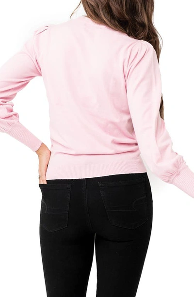 Gibsonlook Silver Bells Blouson Sleeve Sweater In Camo Pink