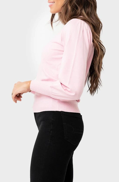 Gibsonlook Silver Bells Blouson Sleeve Sweater In Camo Pink