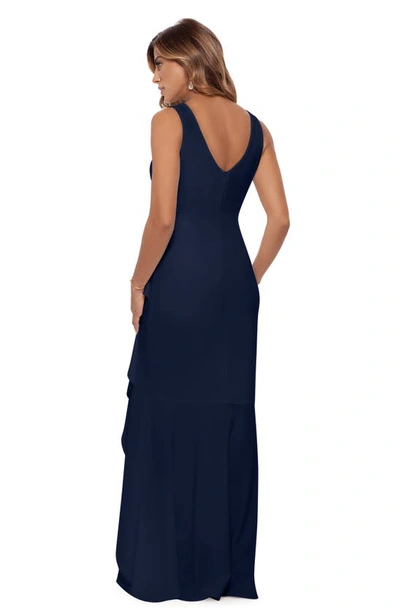 Betsy & Adam Womens Tuxedo Ruffle Cocktail And Party Dress In Navy