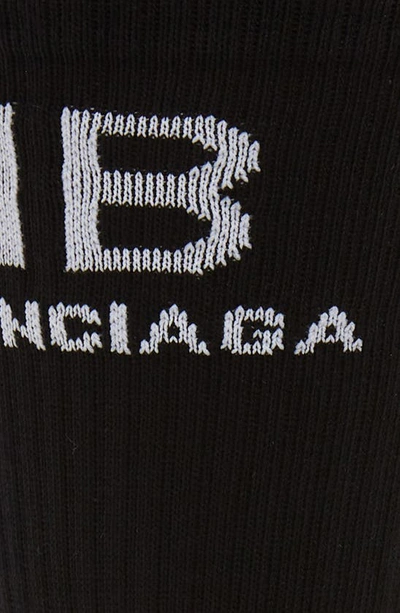 Shop Balenciaga Bb Logo Crew Socks In Black/ White