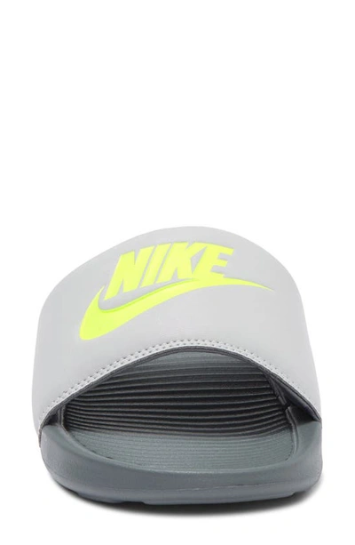 Shop Nike Victori One Sport Slide In Grey Fog/ Volt/ Grey