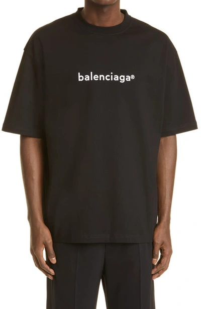 Shop Balenciaga New Copyright Logo Graphic Tee In Black/ White