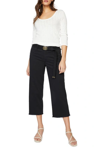 Shop Sanctuary Wide Leg Raw Hem Crop Pants In Black