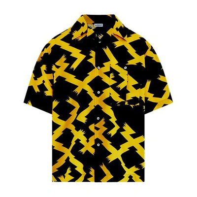 Shop Loewe Short Sleeve Shirt In Black Yellow