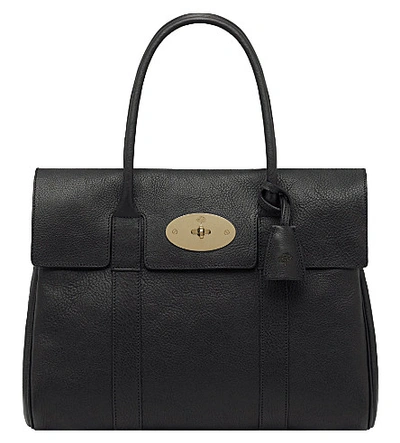 Shop Mulberry Bayswater Leather Bag In Black