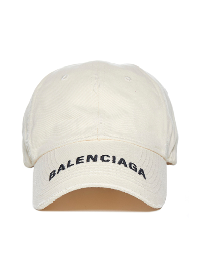 Shop Balenciaga Logo Embroidered Baseball Cap In White