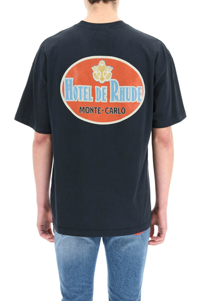 Shop Rhude Hotel De  Print T-shirt In Black