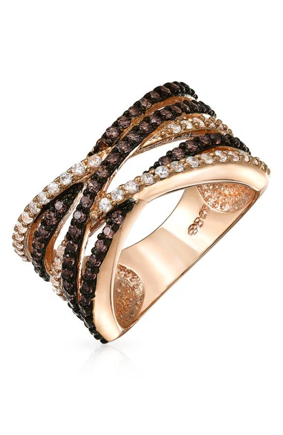 Bling Jewelry Crisscross Two Tone Ring In Rose