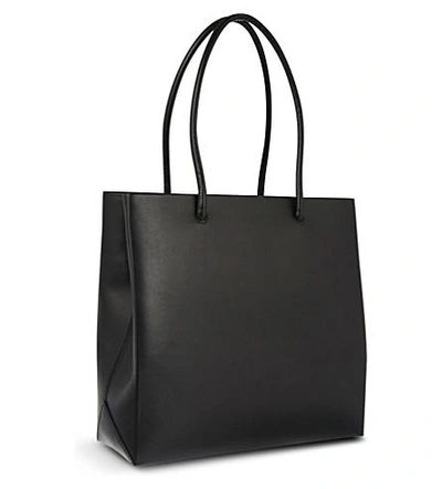Shop Moschino Leather Shopping Bag In Black