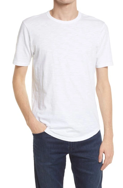 Shop Goodlife Sun Faded Slub Scallop Crew T-shirt In White