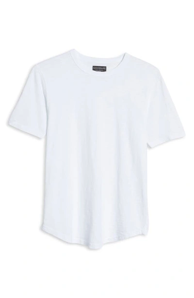 Shop Goodlife Sun Faded Slub Scallop Crew T-shirt In White