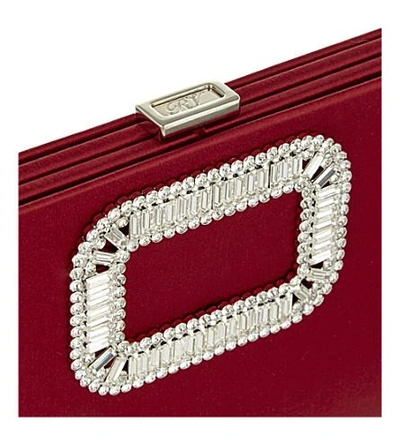 Shop Roger Vivier Pilgrim Silk Clutch In Red