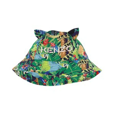 Shop Kenzo Kids Navy Pattern Bucket Hat In Green