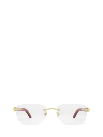 Cartier Ct0052o Gold & Red Glasses In Gold & Red