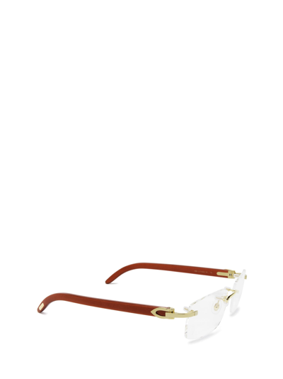 Shop Cartier Ct0052o Gold & Red Glasses