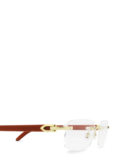 Shop Cartier Ct0052o Gold & Red Glasses