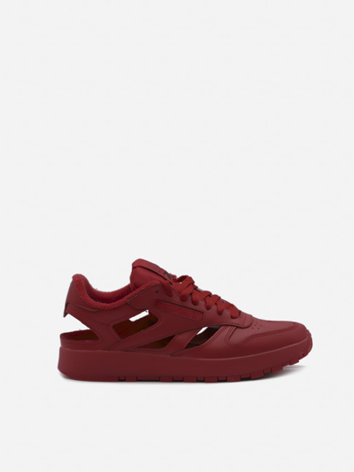 Shop Maison Margiela Tabi X Reebok Sneakers In Leather In Red