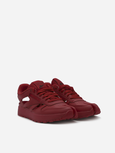 Shop Maison Margiela Tabi X Reebok Sneakers In Leather In Red