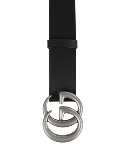 Shop Gucci Smooth Leather Belt In Nero