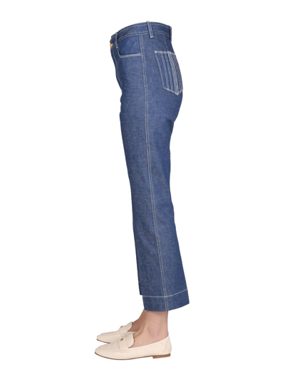 Shop Tory Burch Wide Leg Jeans In Blu
