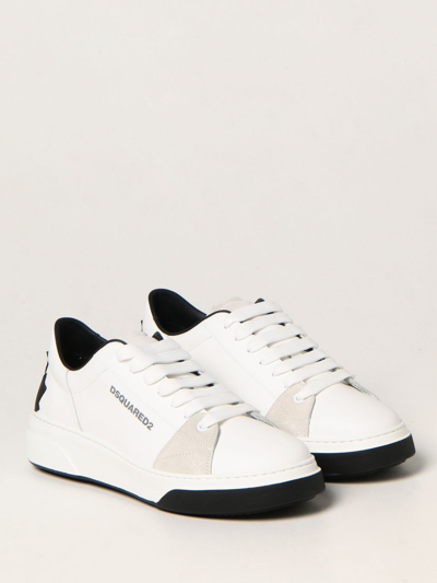 Dsquared2 Bumper Sneakers In Smooth Leather In Bianco | ModeSens