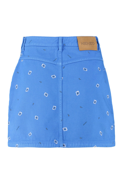 Shop Kenzo Denim Mini Skirt In Blue
